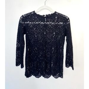 Zara black small cute lace keyhole closure 3/4 sleeve bin1